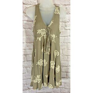 Altar'd State Womens Floral Mini Lace-up Embroidered Dress Size L Boho Cottage